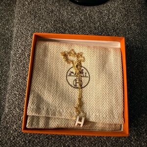 Hermes Gold H Pendant Necklace MINI